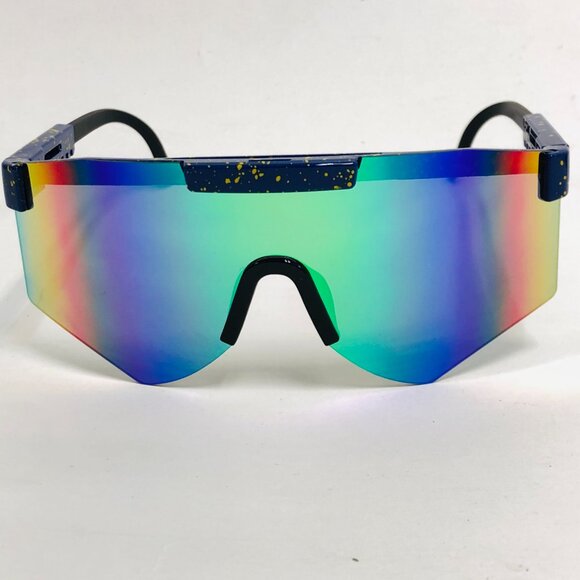 Sports Men Sunglasses Green Mirror Lens Large Frame Fashion Style Reflective New - Picture 3 of 3